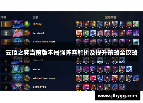 云顶之奕当前版本最强阵容解析及提升策略全攻略